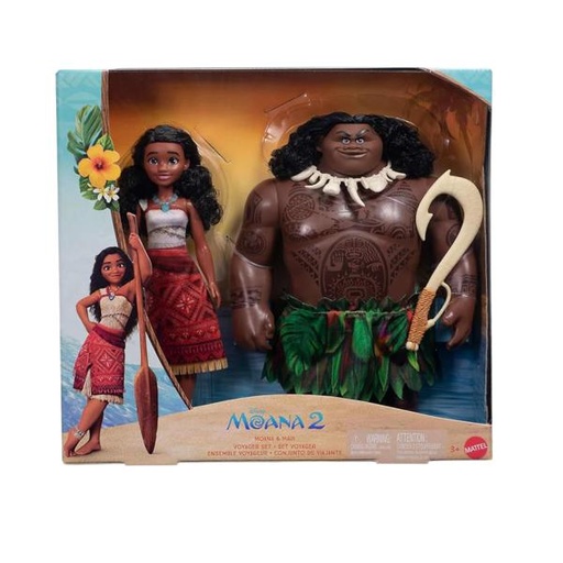 [MTJDD42] Muñecos Disney Moana 2 Conjunto de Viajante Moana & Maui 3a+