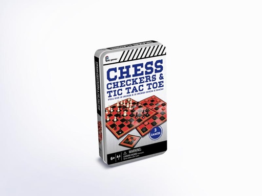 [PP819] Juego 3-1 Tablero Ajedréz-Damas-Tic Tac Toe 6a+