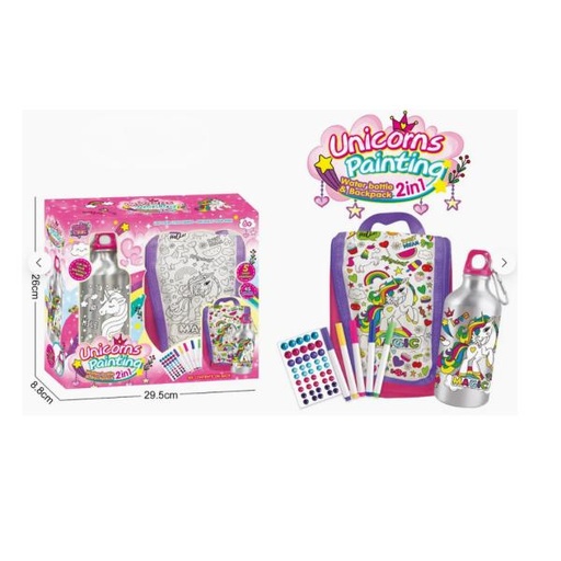 [WWJX20428] Lonchera con Botella para Decorar de Unicornio 6a+