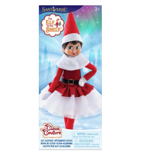 [BT300014] Elf on the Shelf - Vestido Navideño Con Corpiño Verde Brillante Lazo Rojo Y Falda De Cuadros Para Elfo 3a+